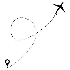 Airplane line path.Travel vector icon. Air travel.