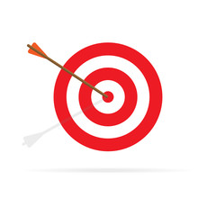 Red aim ,arrow icon. Vector flat illustration.