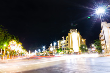 Naklejka premium Beautiful city in night colorful