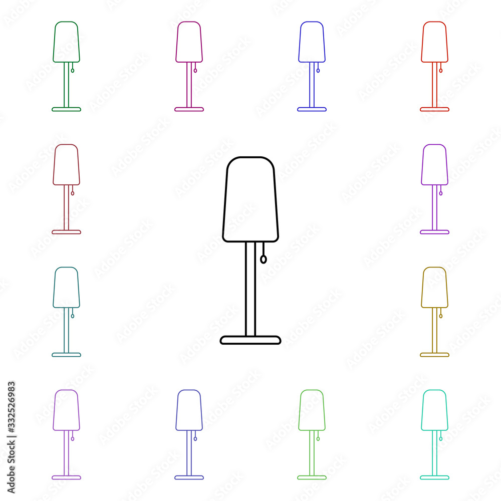 Poster floor lamp multi color style icon. simple thin line, outline vector of furniture icons for ui and ux