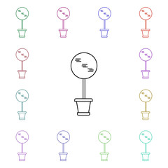 A tree in a pot multi color style icon. Simple thin line, outline vector of furniture icons for ui and ux, website or mobile application