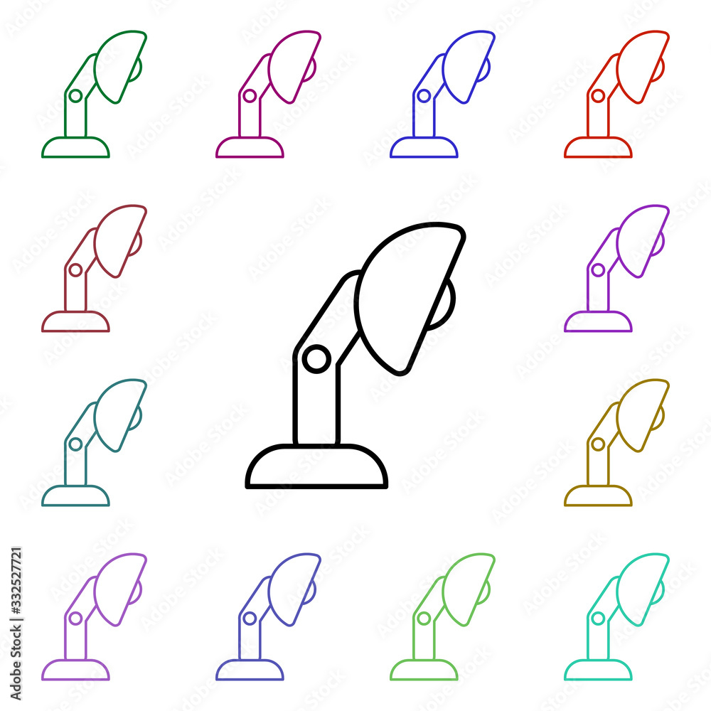 Poster table lamp line multi color style icon. simple thin line, outline vector of home things icons for ui