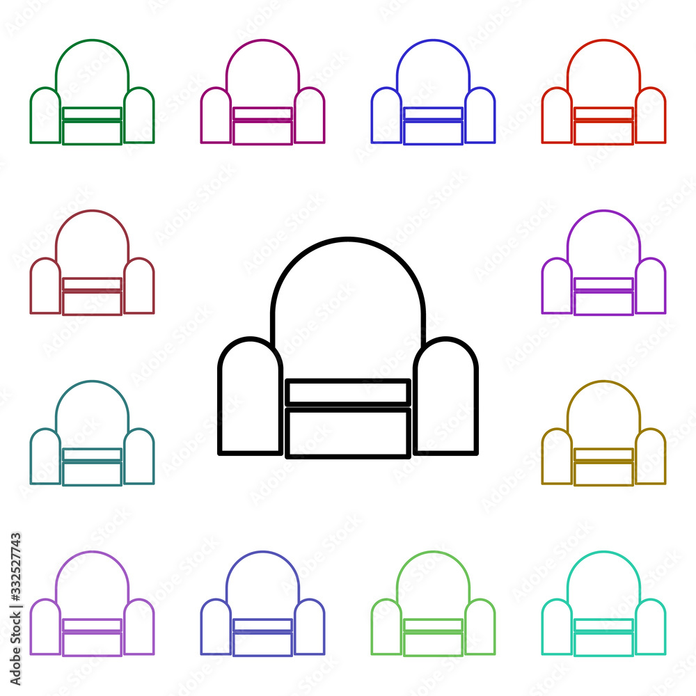 Poster armchair line multi color style icon. simple thin line, outline vector of home things icons for ui a