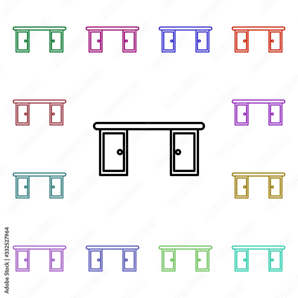 Poster desktop line multi color style icon. simple thin line, outline vector of home things icons for ui an