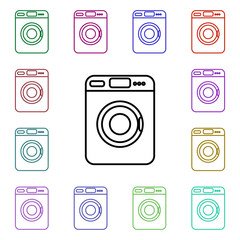 Washing machine line multi color style icon. Simple thin line, outline vector of home things icons for ui and ux, website or mobile application