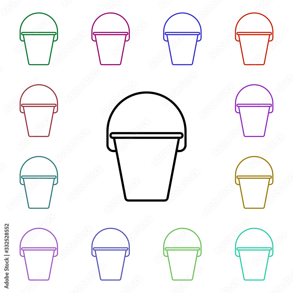 Poster bucket line multi color style icon. simple thin line, outline vector of home things icons for ui and