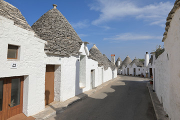 Cityscape of typical trulli houses in Alberobello Italy