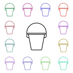 Bucket line multi color style icon. Simple thin line, outline vector of home things icons for ui and ux, website or mobile application