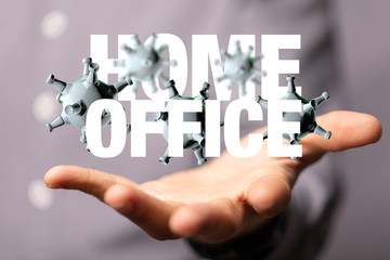 Home office suffering from a cold  at work and at home.