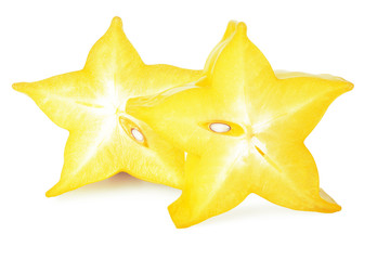 Fototapeta premium slice ripe star fruit carambola or star apple ( starfruit ) on white background