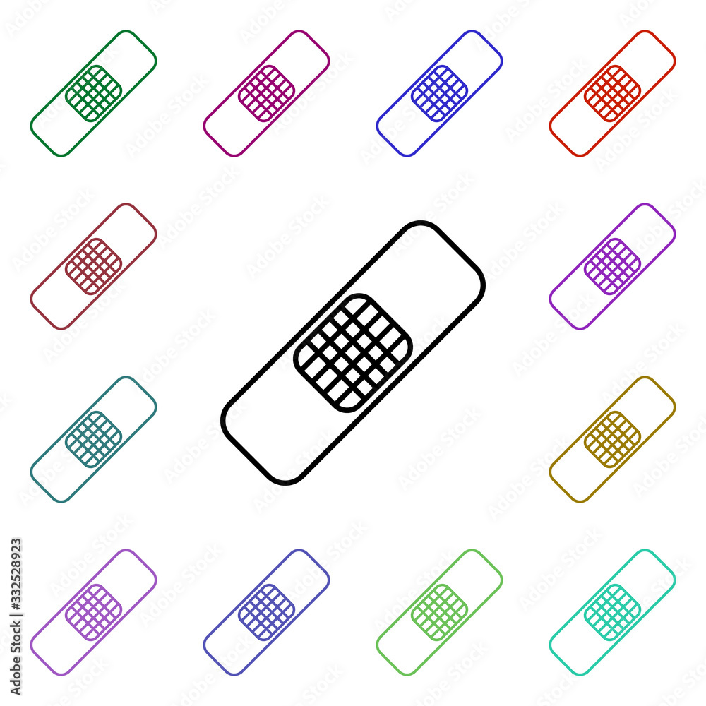 Poster patch line multi color style icon. simple thin line, outline vector of hospital icons for ui and ux,