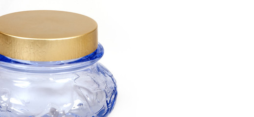 Layout cosmetic jars on a white background