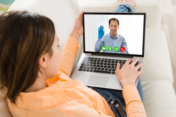 Woman Shopping On Laptop