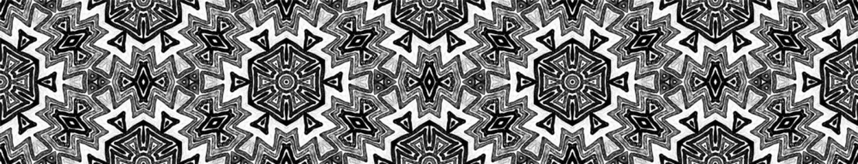 Dark black and white Seamless Border Scroll. Geome