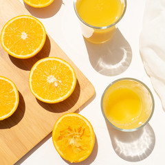 orange juice rich in vitamin c on white background