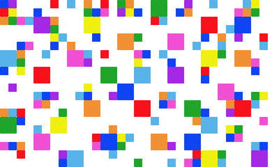 Colorful squares of different sizes on a white background