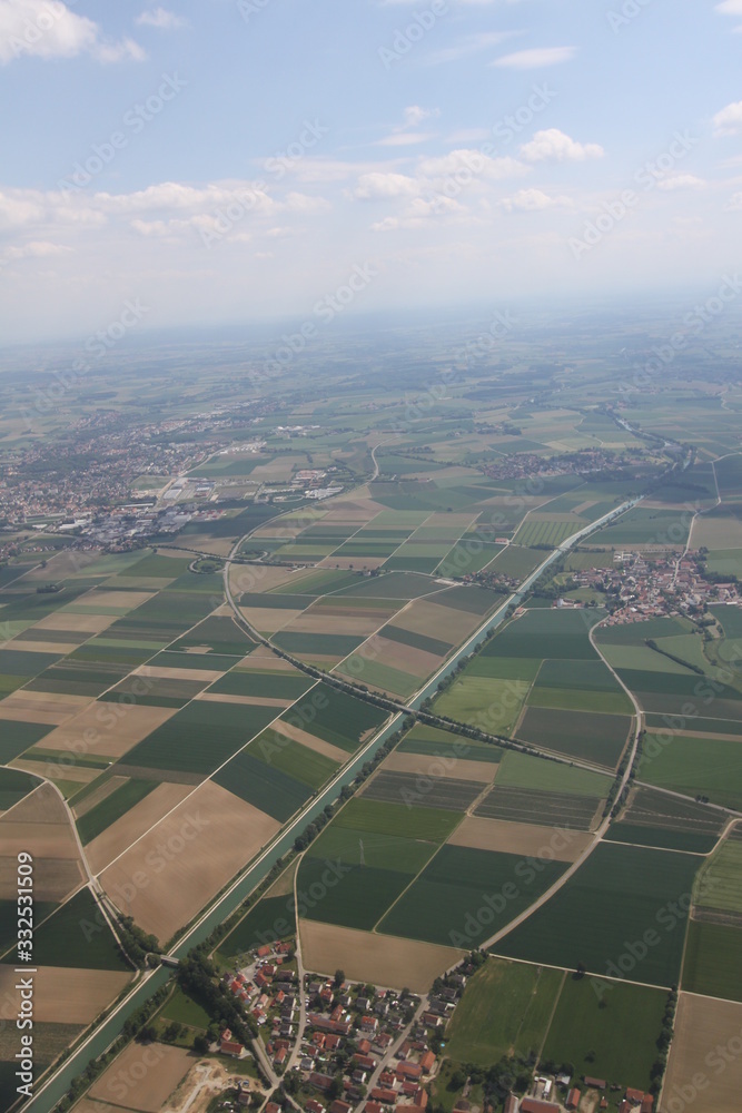 Wall mural aerial view of fields