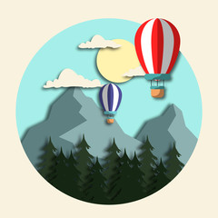 hot air balloon landscape © Saelzu