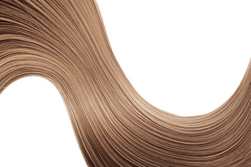 Wave of brown hair on white, isolated