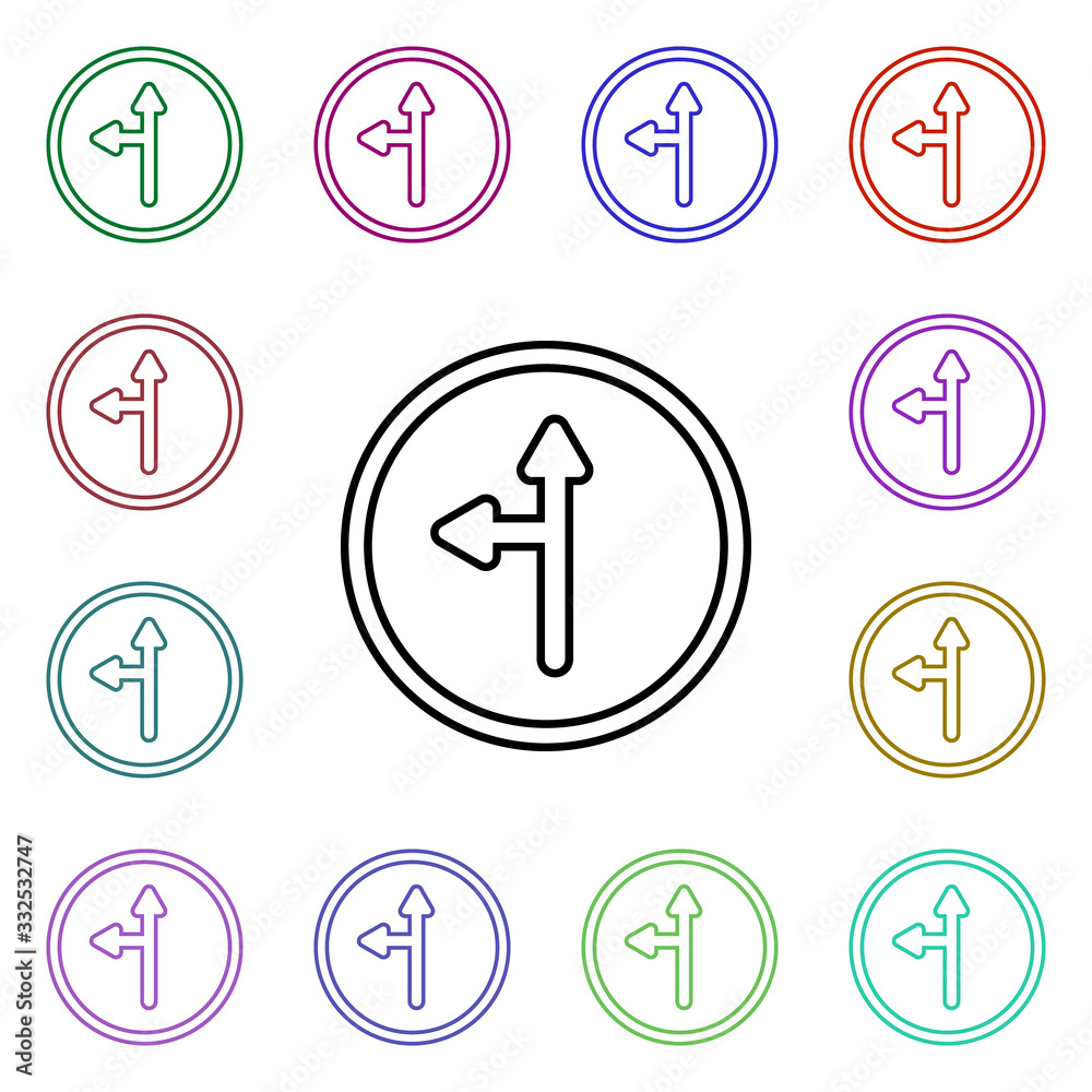 Poster move right or left multi color style icon. simple thin line, outline vector of road sign icons for u