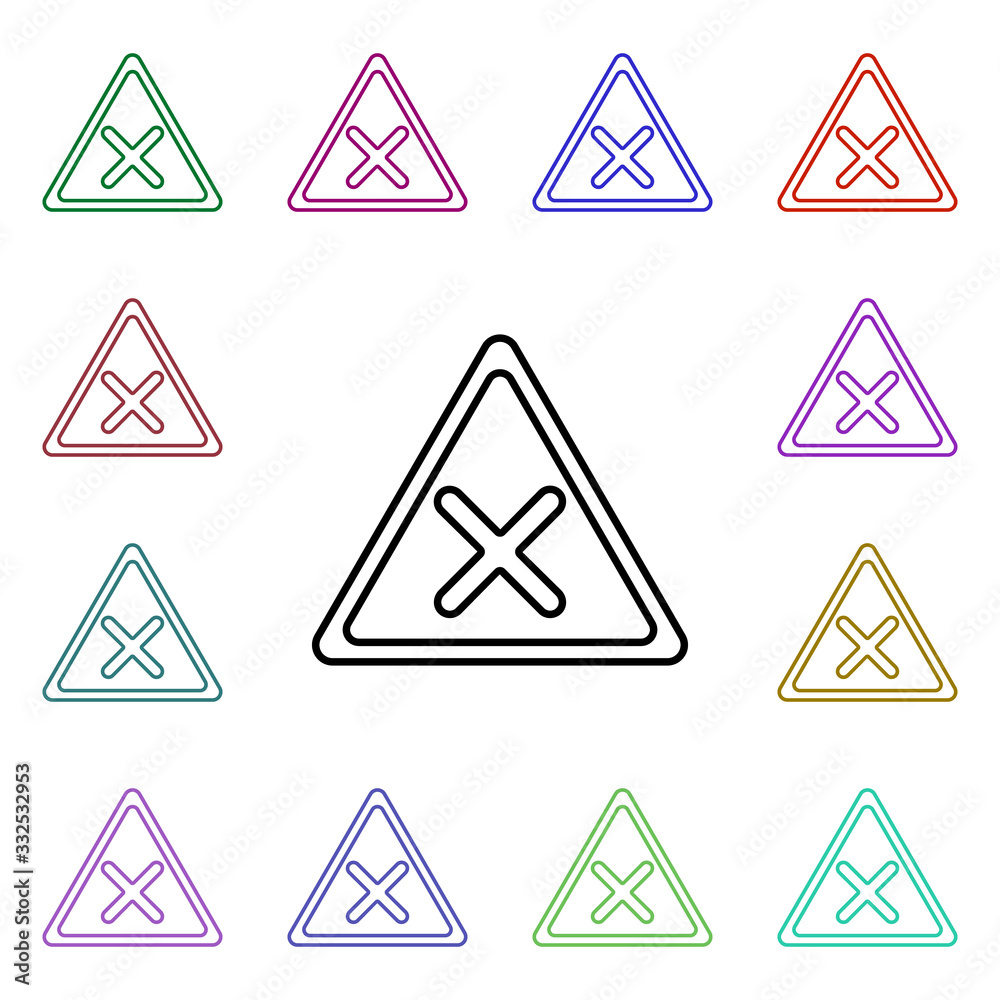 Poster intersection of equivalent roads multi color style icon. simple thin line, outline vector of road si