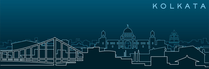 Fototapeta premium Kolkata Multiple Lines Skyline and Landmarks