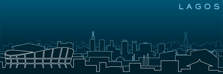 Lagos Multiple Lines Skyline and Landmarks