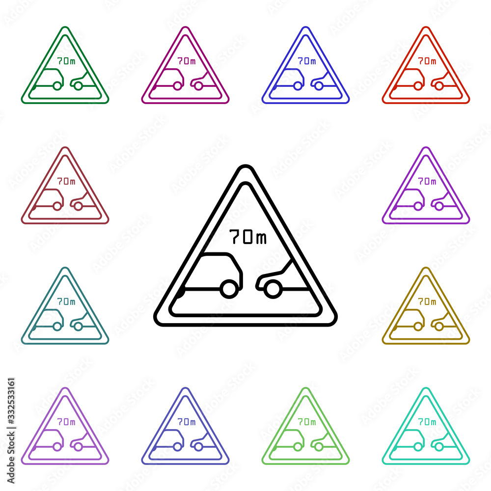 Poster limitation of the minimum distance multi color style icon. simple thin line, outline vector of road 
