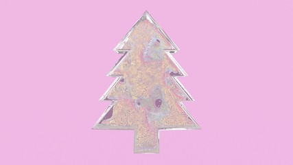 3d illustration of a glass shape christmas tree with weightless substance or liquid metal inside. Perfect futuristic trendy fashion glamour illustration for christmas concept.