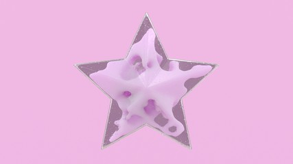 Obraz premium 3d illustration of a glass shaped christmas star with weightless substance or cream inside. Perfect futuristic trendy fashion glamour illustration for christmas concept.