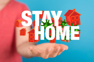 Stay home digital stay safe 3d.