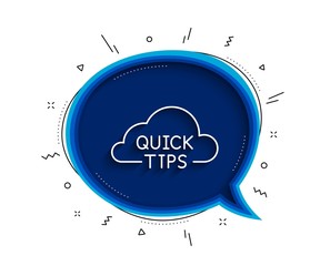 Quick tips cloud line icon. Chat bubble with shadow. Helpful tricks sign. Thin line quick tips icon. Vector