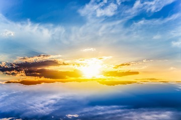 Beautiful heavenly landscape with the sun in the clouds  .