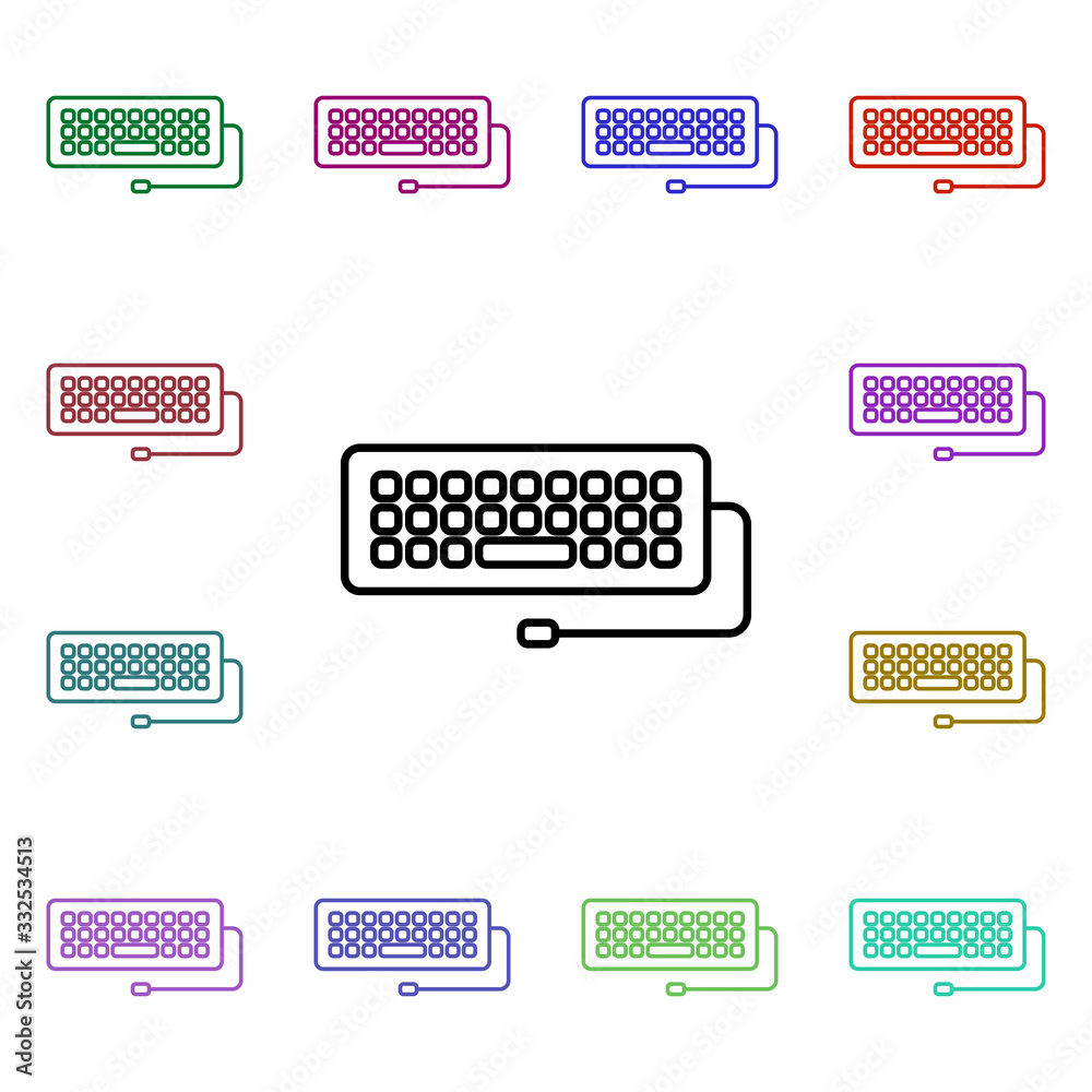 Poster keyboard multi color style icon. simple thin line, outline vector of technology icons for ui and ux,