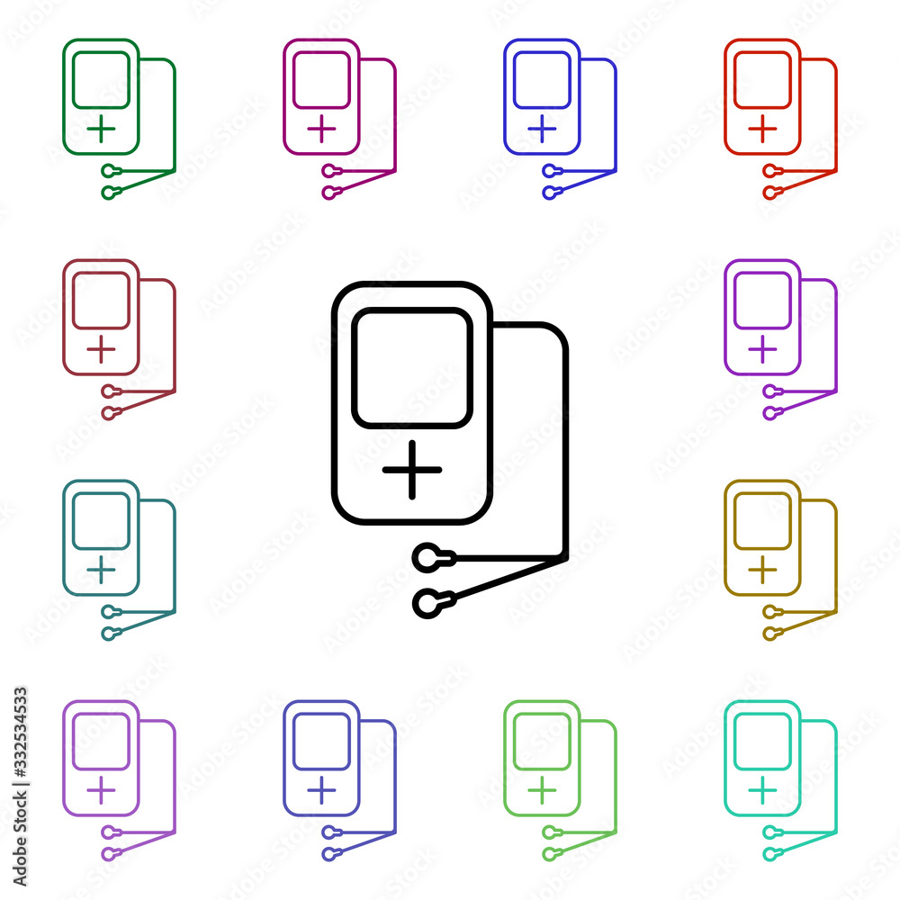 Poster music player multi color style icon. simple thin line, outline vector of technology icons for ui and