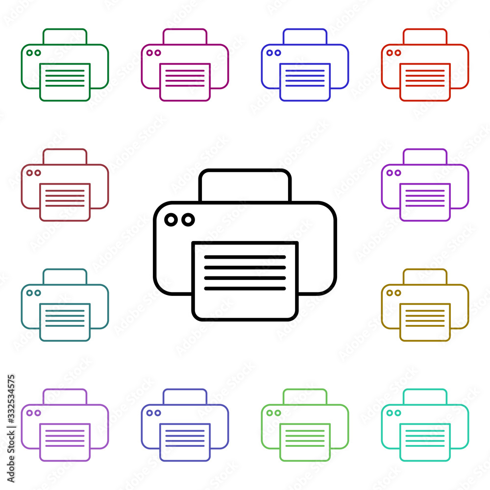 Poster printer multi color style icon. simple thin line, outline vector of technology icons for ui and ux, 