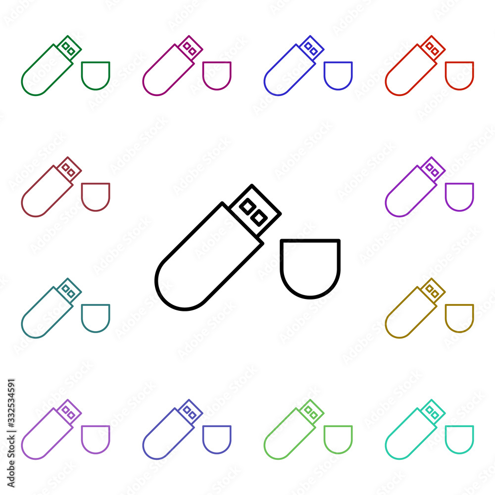 Poster flash card multi color style icon. simple thin line, outline vector of technology icons for ui and u
