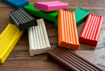 multi-colored plasticine for modeling, close -up