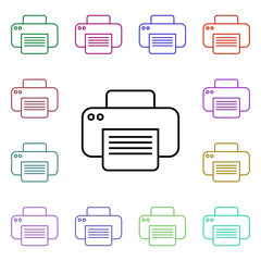 Printer multi color style icon. Simple thin line, outline vector of technology icons for ui and ux, website or mobile application