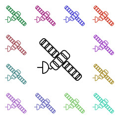 Satellite multi color style icon. Simple thin line, outline vector of technology icons for ui and ux, website or mobile application