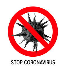 Stop Sign Over Molekula of Coronavirus. Stop Covid-19 Over the World.