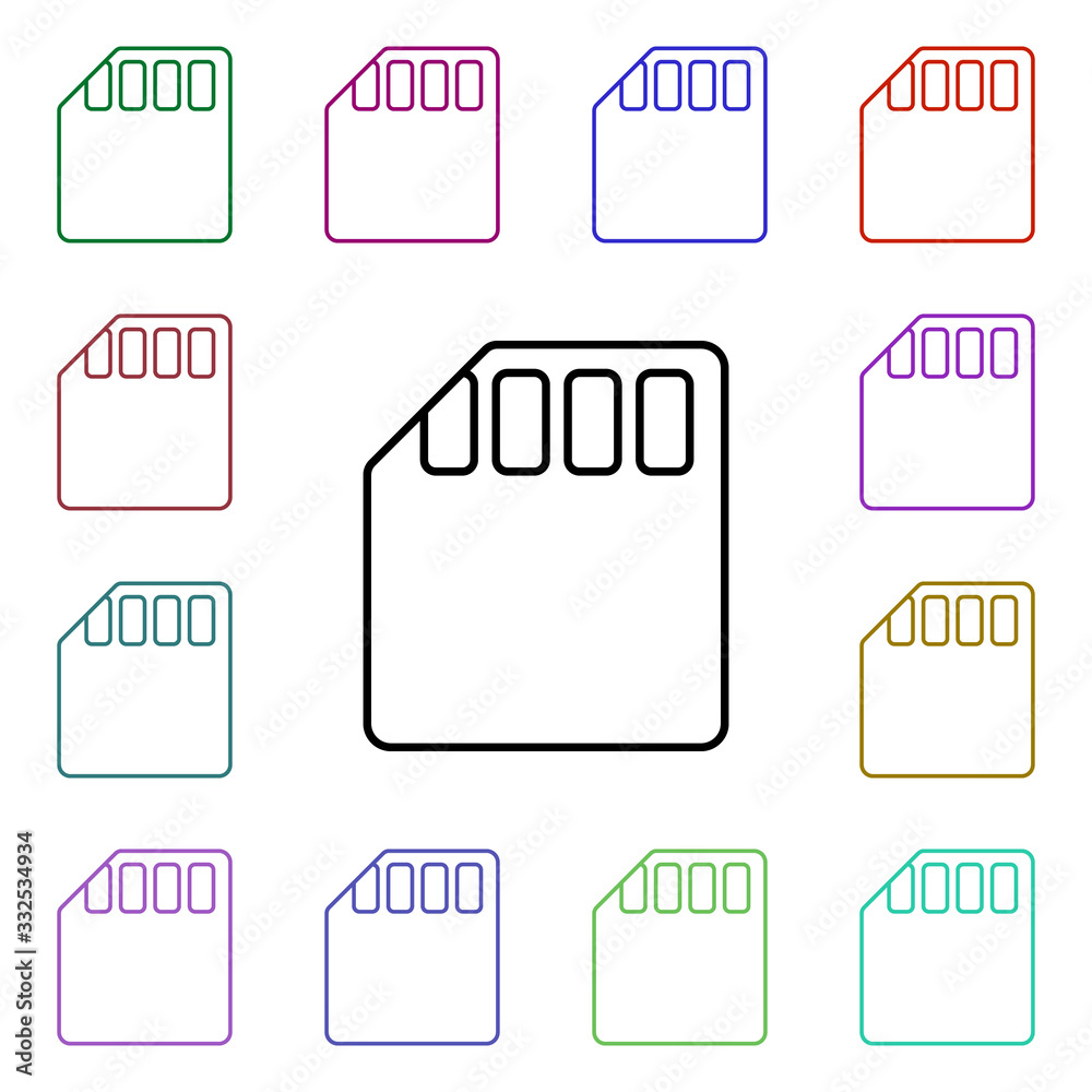 Poster sd card multi color style icon. simple thin line, outline vector of technology icons for ui and ux, 