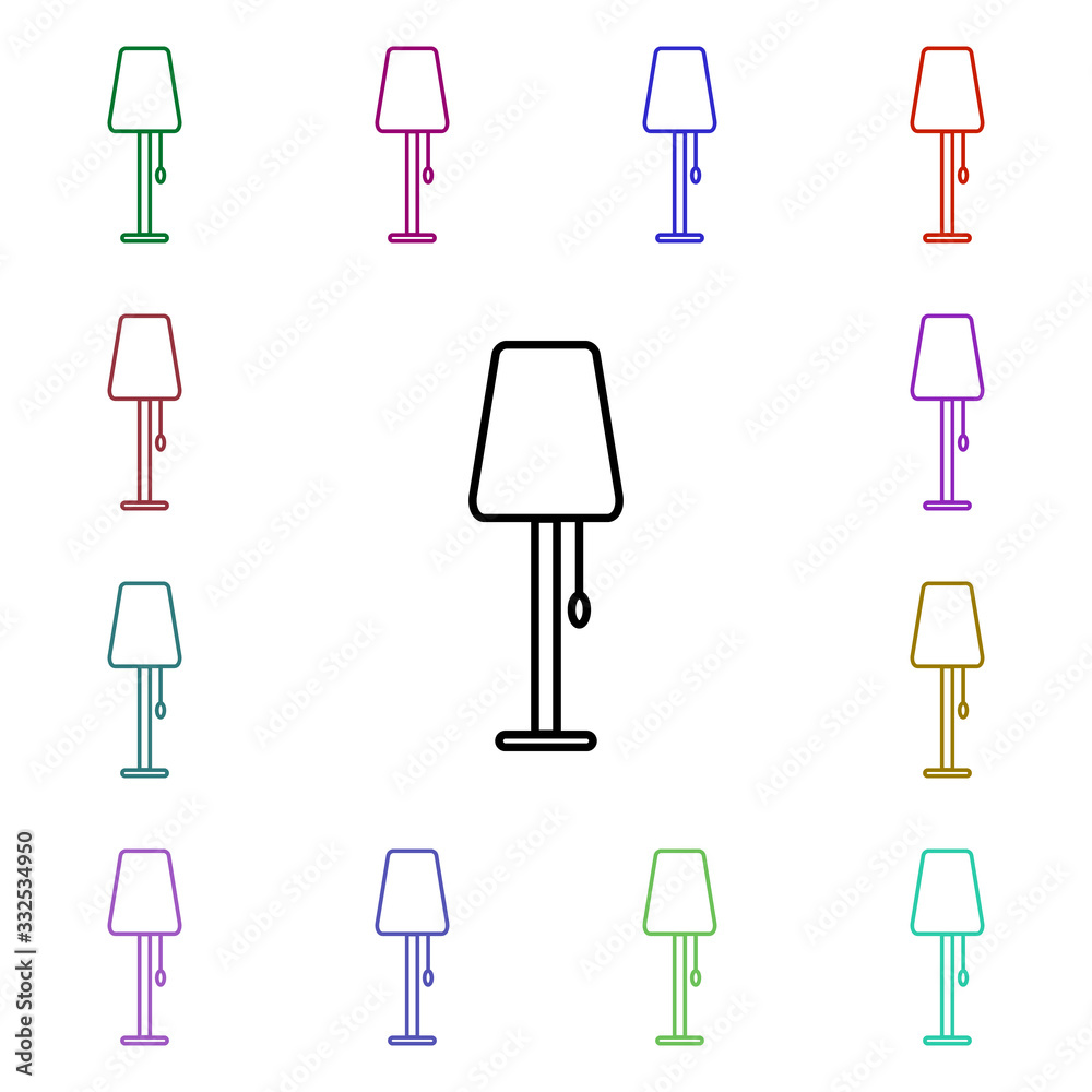 Poster floor lamp multi color style icon. simple thin line, outline vector of technology icons for ui and u