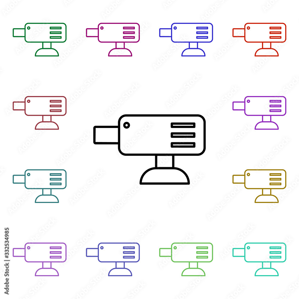 Poster surveillance camera multi color style icon. simple thin line, outline vector of technology icons for