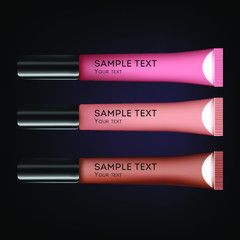 Set of realistic glossy lip balms