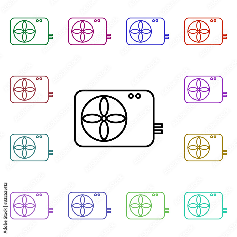 Poster air conditioning multi color style icon. simple thin line, outline vector of technology icons for ui