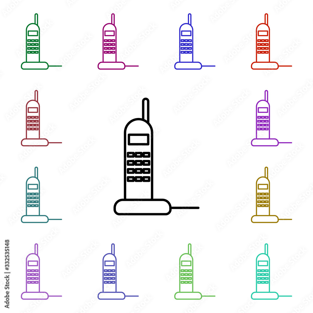 Poster radio telephone multi color style icon. simple thin line, outline vector of technology icons for ui 