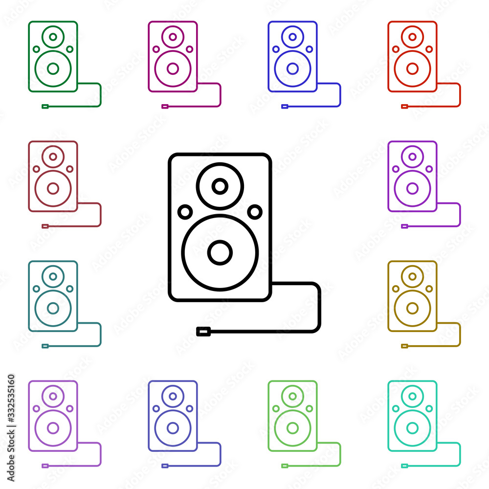 Poster acoustic column multi color style icon. simple thin line, outline vector of technology icons for ui 