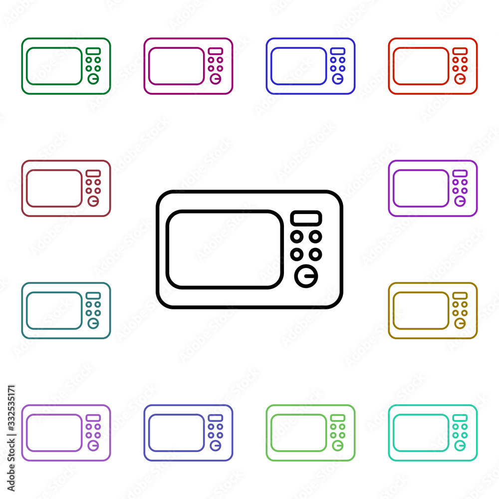 Poster microwave multi color style icon. simple thin line, outline vector of technology icons for ui and ux