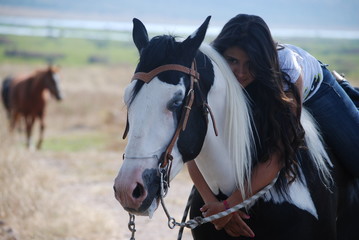 Obraz premium portrait of a horse with a girl
